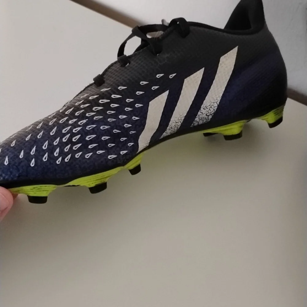 Adidas Black and Blue Cleats with White Stripes - Picture 2 of 8
